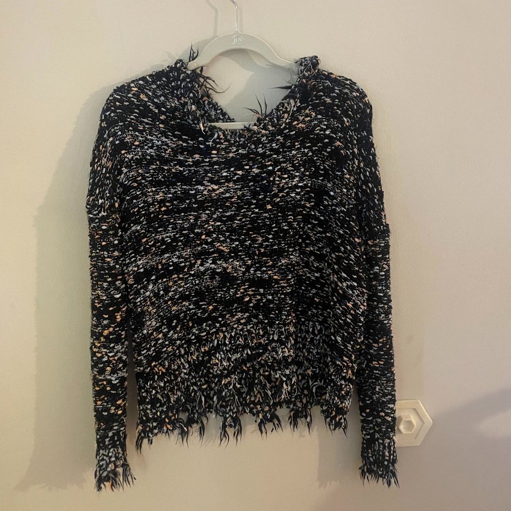 Dark Multicolor Knitted Fringe Sweater